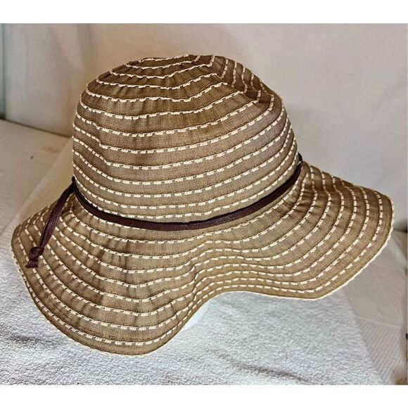 Scala Sun Hat Tan OS One Size Floppy Brim Packable Beach Wedding Summer Shade - Picture 2 of 7